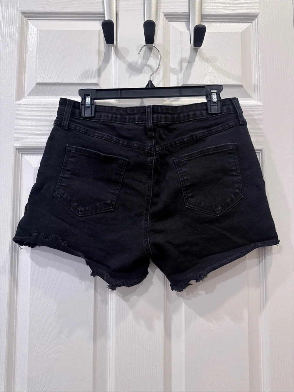 Just Black Women's Black High-Rise Distressed Denim Shorts